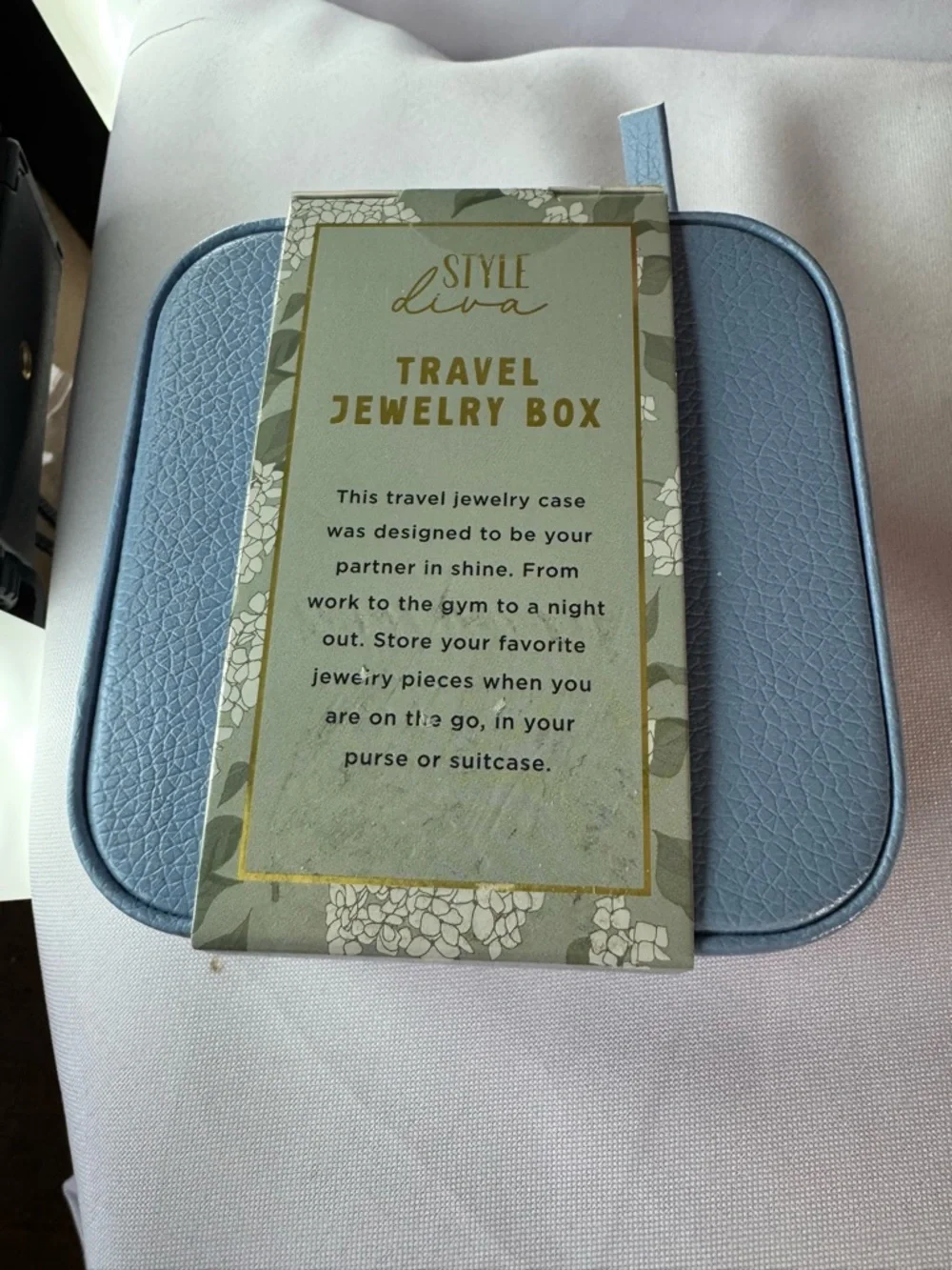 Style Diva Travel Jewelry Box Blue Compact Organizer Multiple Compartments